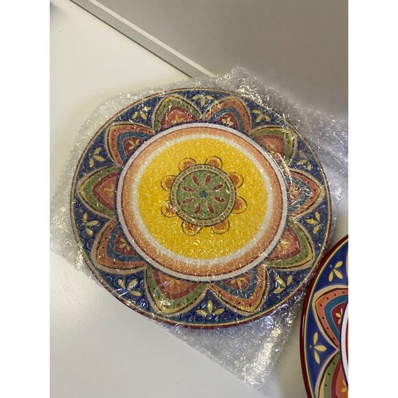 PIER 1 MEXICAKI DINNER PLATE SET OF 2 ROUND  WIDTH 10 7/8  NEW - Picture 3 of 4